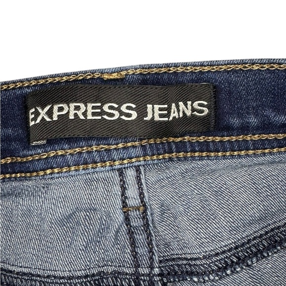 Express Blue Straight Leg Jeans with Vintage Wash - Picture 3 of 4